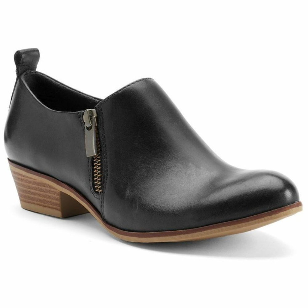 NWT SONOMA Maureen Women's Leather Ankle Shoes Black